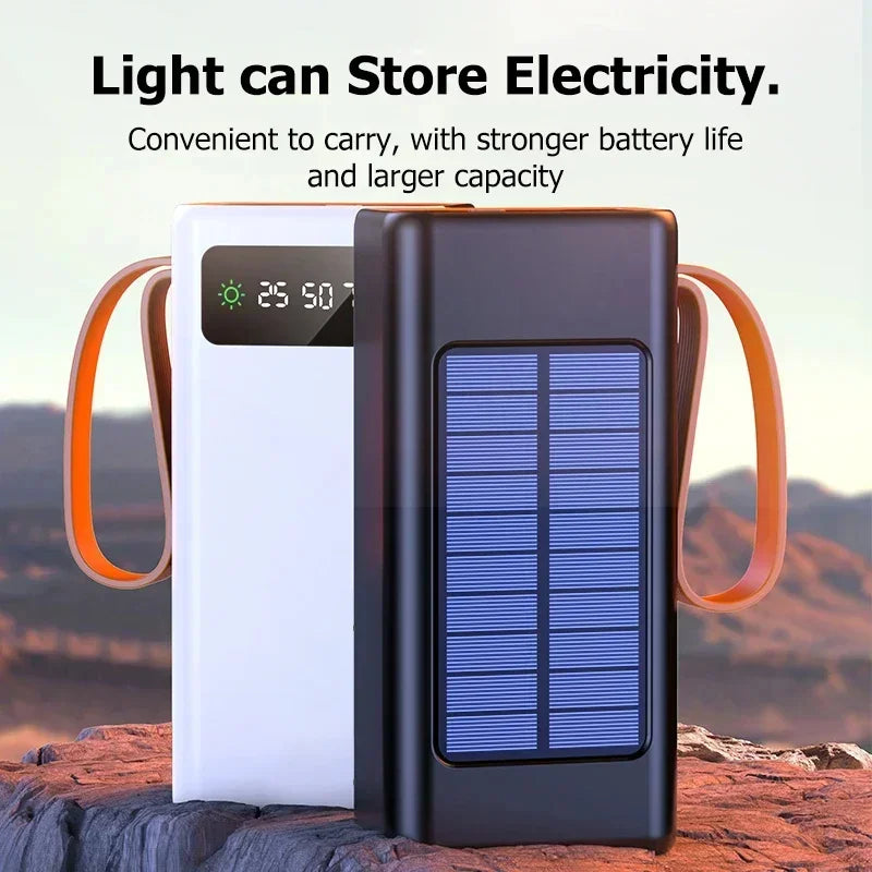Lenovo 200000mAh Solar Jump Starter Big Capacity Built-in Cables External Battery LED Light For iPhone Huawei Xiaomi 2026