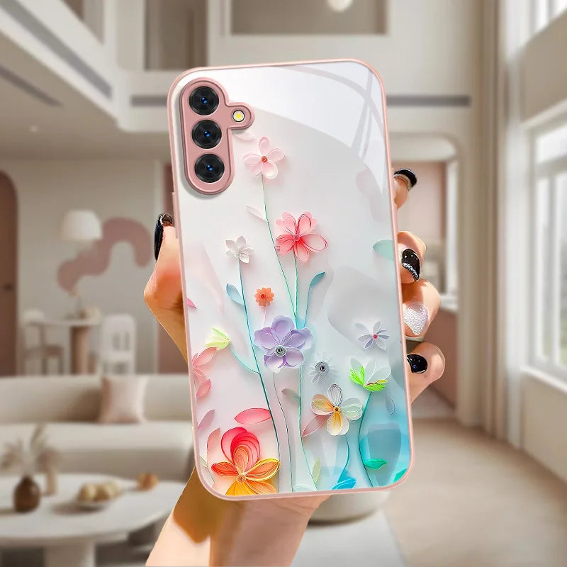 Tempered Glass Phone Case For Samsung S25 Ultra S26 S24 S23 S21 FE S22 Plus A56 5G A57 A55 A54 A17 A36 A53 A52S A34 Cases Cover Car Mobile World