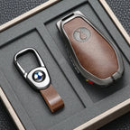 Car Key Case Cover for Denza N9 Smart Remote Key Protector Leather Car Key Case Cover Keychain Zinc Alloy Interior Accessories CM World
