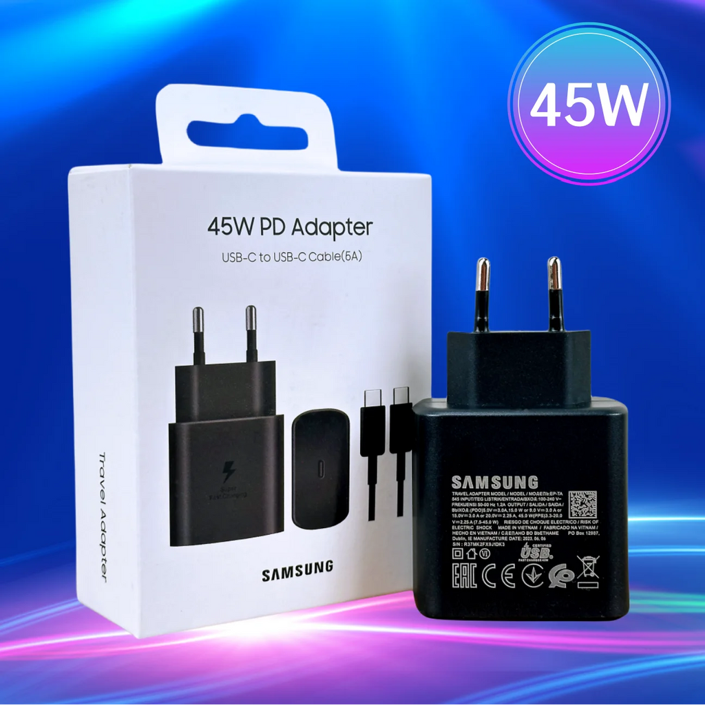 Original Samsung 45W Charger Type C EU Super Fast Charge Adapter For Galaxy Z Flip Fold 5 4 3 2 S24 S23 S22 Note20 Ultra Plus Car Mobile World