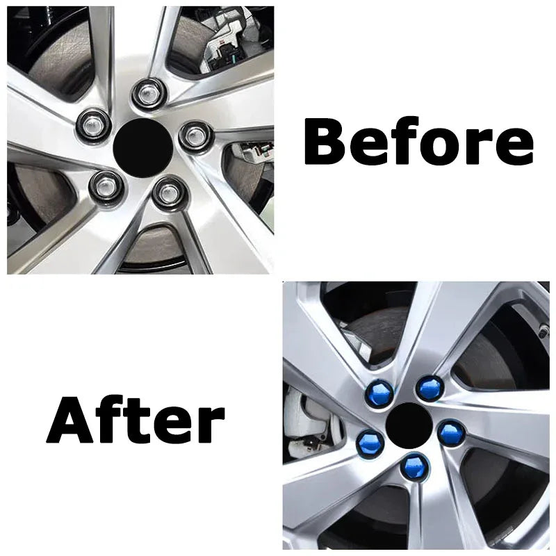 17/19/21mm Car Wheel Tire Nut Caps Auto Tyre Hub Anti-Rust Dustproof Screw Bolt Cover Protection Cover Red Blue Silver 20Pcs/set
