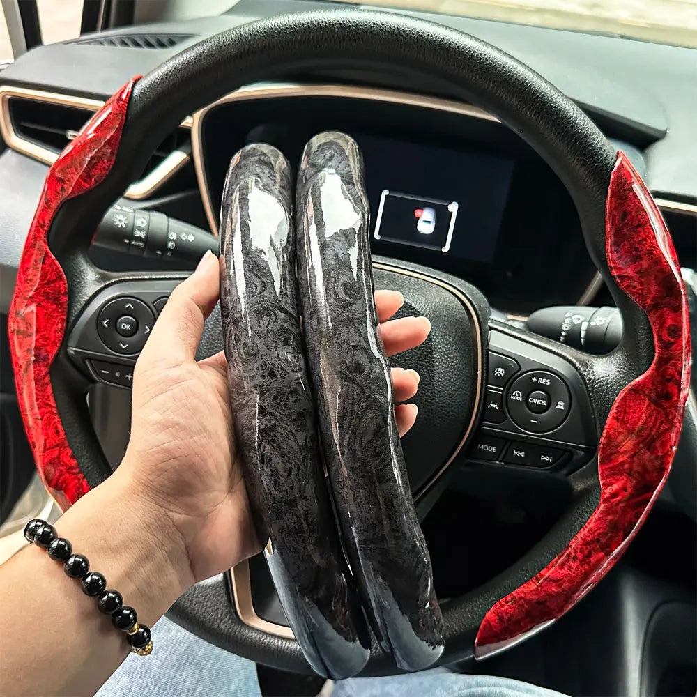 D-shaped,Round Car Steering Wheel Cover Peach Wood Grain Retro Style Modified Steering Wheel Styling Anti-slip Accessories 2025 CM World