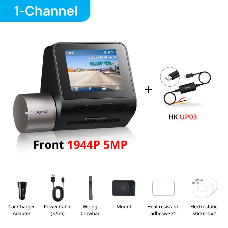 70mai Dash Cam A510 1944P HDR GPS ADAS 4G Connectivity 70mai 4G Front Cam A510 Car DVR 24H Parking Support Rear Cam Car Mobile World