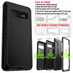 Black For Samsung Galaxy S10+ Plus S10 S10E Case Heavy Duty Shockproof Hard Protective Rugged Hybrid 3in1 Layers Phone Cover Car Mobile World