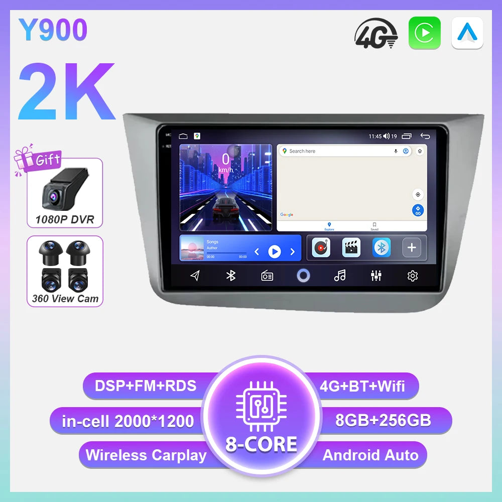 Android 16 Car Radio Autoradio For Seat Altea XL Toledo 2004-2015 Multimedia Player GPS Navigation Wireless Carplay Auto WIFI BT