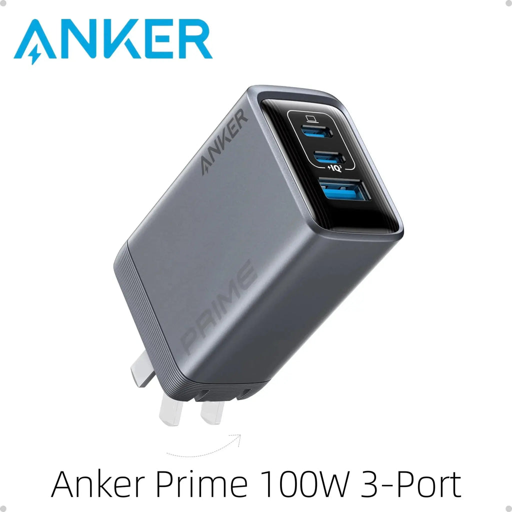 Anker Prime Charger, 100W USB C Charger, 3-Port GaN USB Charger Block, Foldable and Compact for MacBook, iPad, iPhone Series Car Mobile World