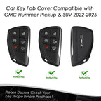 Key Fob Cover for GMC Hummer with KeyChain Real Carbon Fiber Key Case Protecotr for Hummer EV Pickup SUV Smart Key Shell 2025 CM World