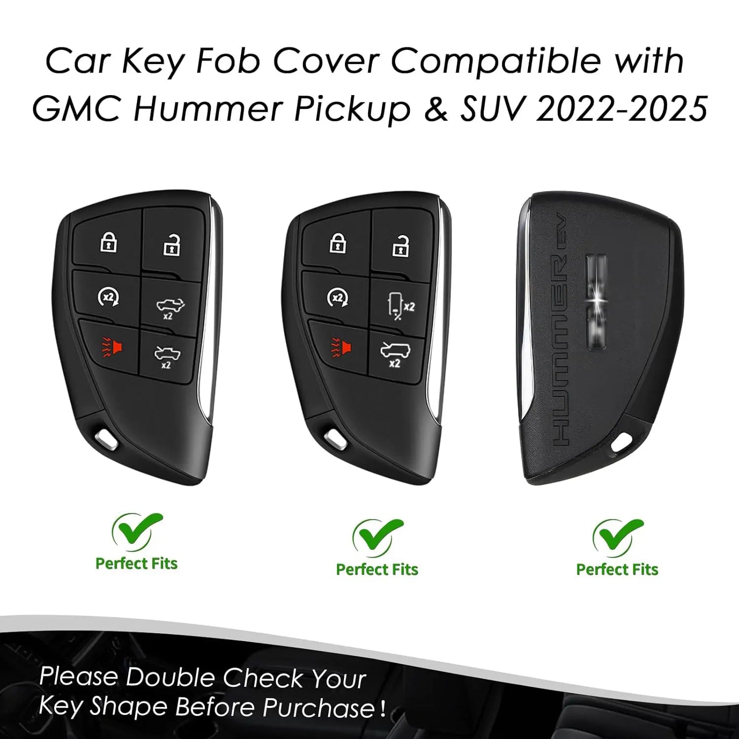 Key Fob Cover for GMC Hummer with KeyChain Real Carbon Fiber Key Case Protecotr for Hummer EV Pickup SUV Smart Key Shell 2025 CM World