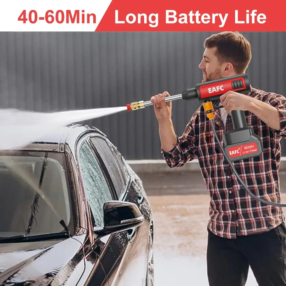 Cordless 60Bar Electric High Pressure Car Wash Gun Washer Supplies Foam Generator Spray Cleaner Car Wash Cleaning Machine CM World