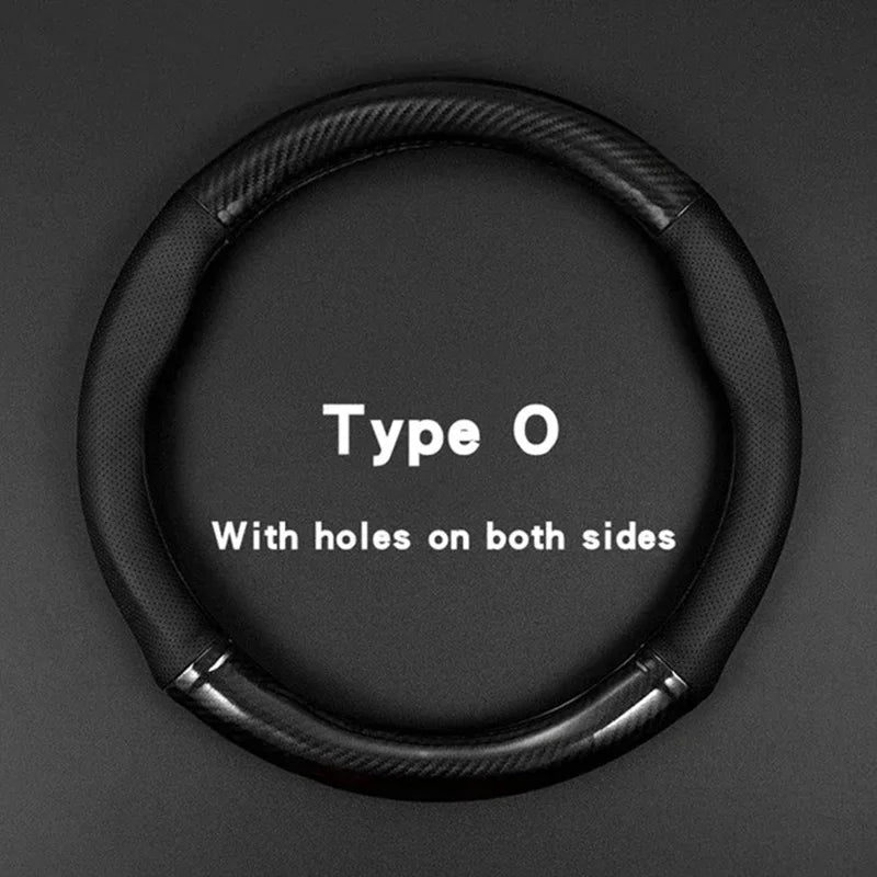 Carbon fiber car steering wheel cover, breathable and sporty, all season universal anti slip and wear-resistant handle cover CM World