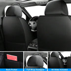 Universal 5-Seat PU Leather Car Seat Covers Black And Pink Full Set Waterproof Front & Rear Cushion Protectors, Airbag Compatible Car Interior Upgrade, Easy Installation And Easy To Clean Fit For Most Car Sedan SUV Hatchback