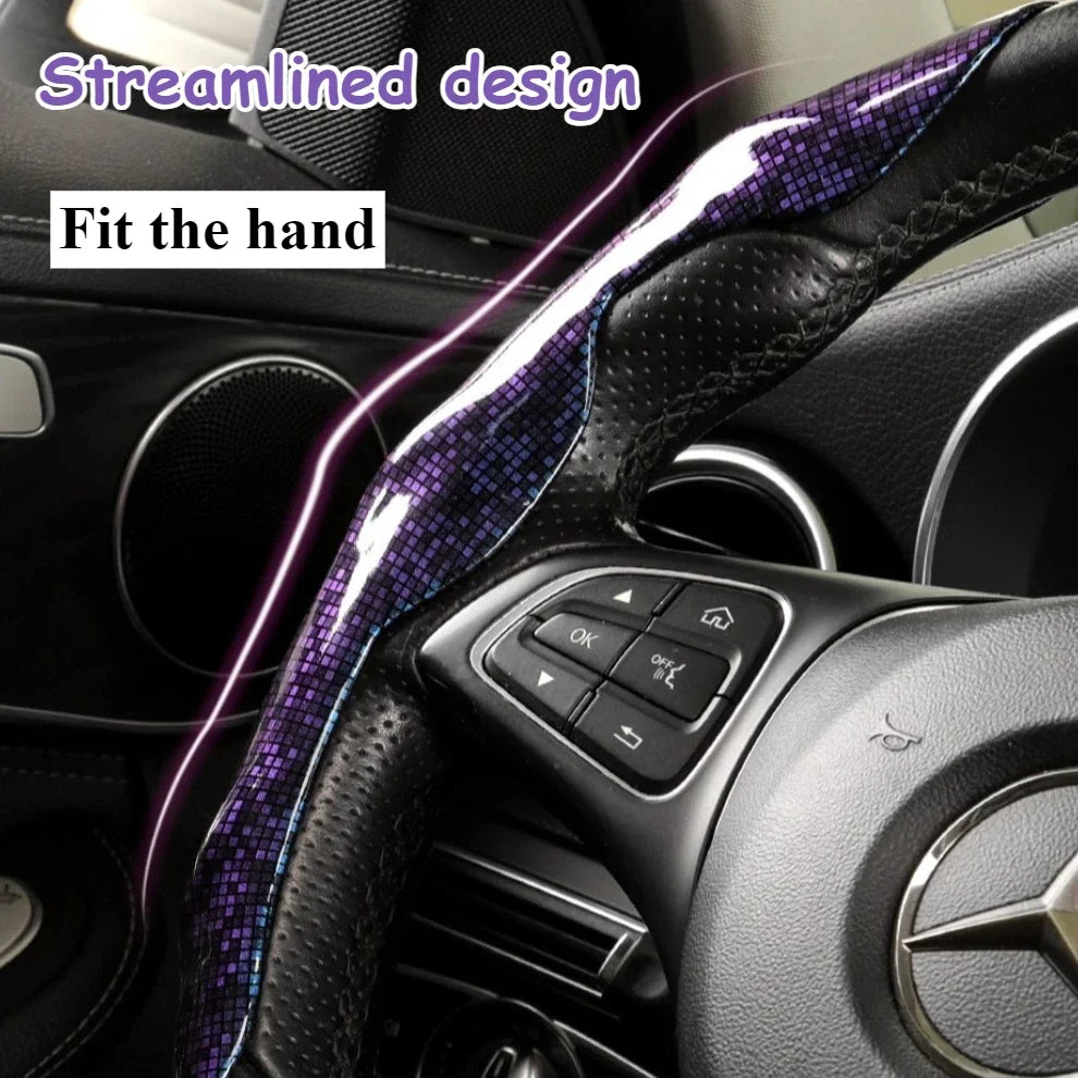 Premium Glossy Snap-On Car Steering Wheel Cover – Shiny, Lightweight & Non-Slip, Universal Fit for All Seasons