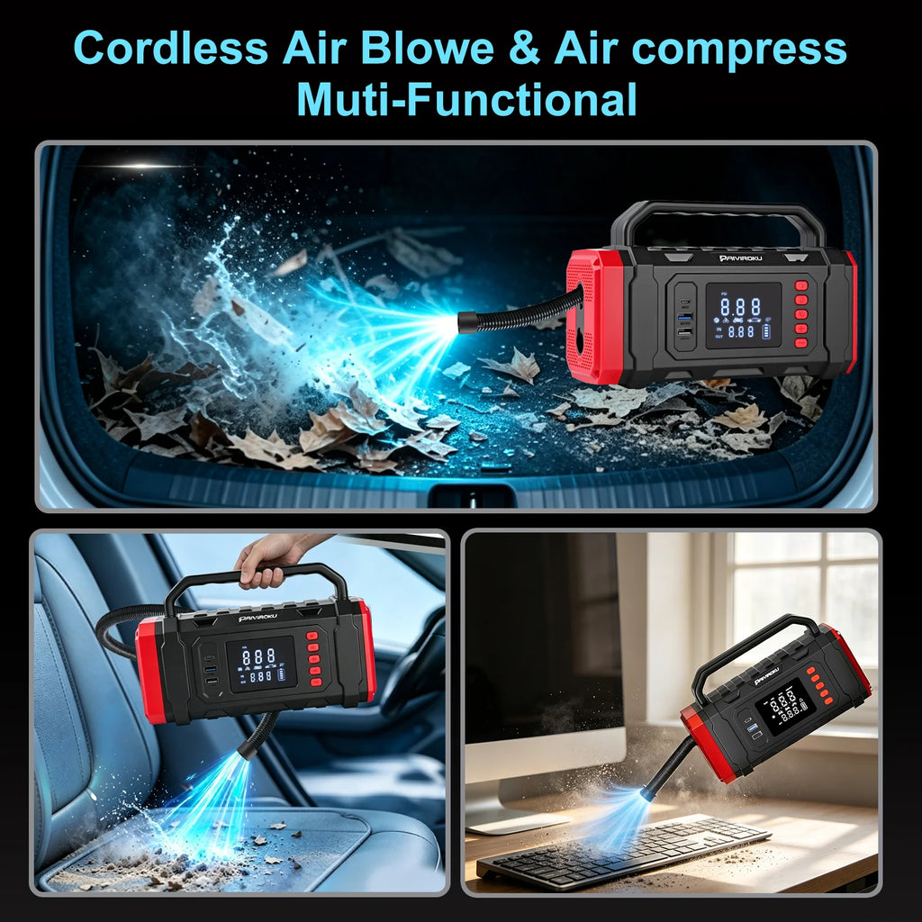 20000mAh Car Battery Jump Starter with Vacuum Cleaner Air Compressor Pool Mattress Tire Inflator Car Battery Booster Power Bank