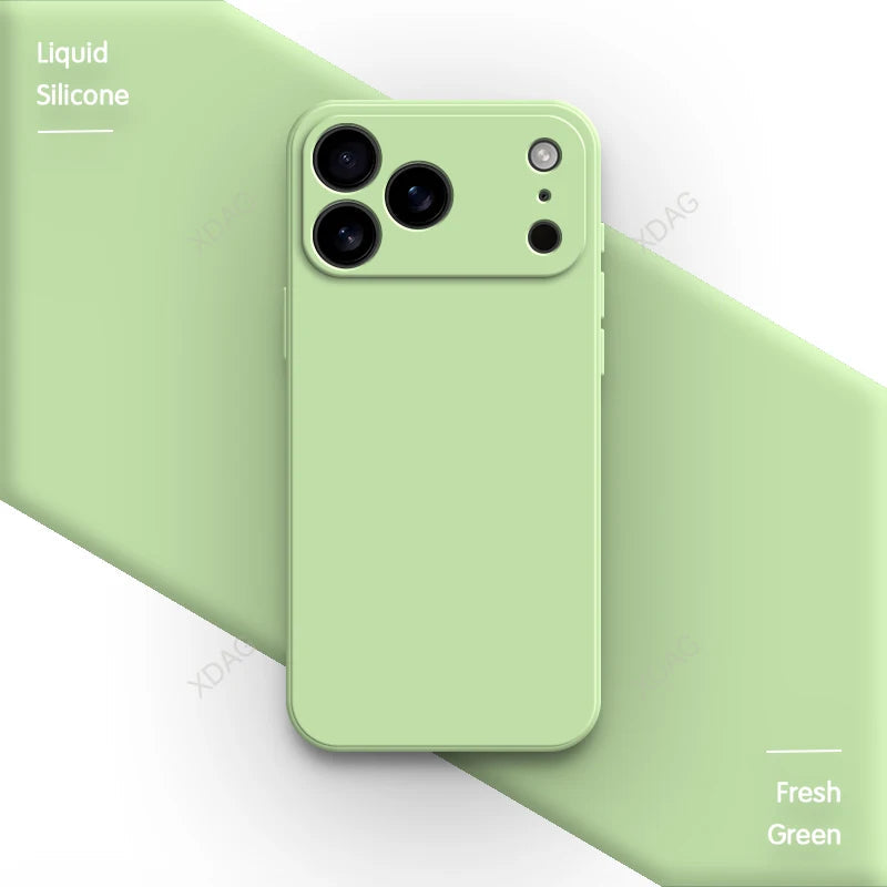 Liquid Silicone Original Phone Case for iPhone 17 Pro Max Air 17Pro 17Max 5G Straight Edge Lens Protection Soft Basic Back Cover Car Mobile World
