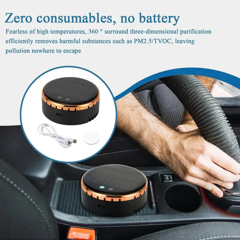 Solar Air Purifier Car Deodorizer Odor Eliminator Pads Smart USB Auto Air Freshener Silent Purification Remove PM2.5/TVOC CM World