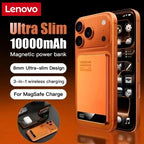 Lenovo 10000mAh UltraSlim Power Bank Magnetic Wireless Fast Charging CCC Portable Battery For MagSafe Apple Watch iPhone Samsung Car Mobile World