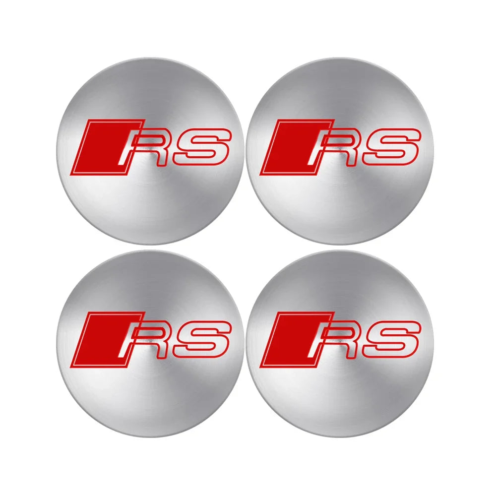 4pcs Set of Wheel Center Caps Stickers Car Hub Covers for Audi S RS A3 A4 B8 A6 A5 Q5 A7 - Multiple Sizes 56/60/63/65/68mm CM World