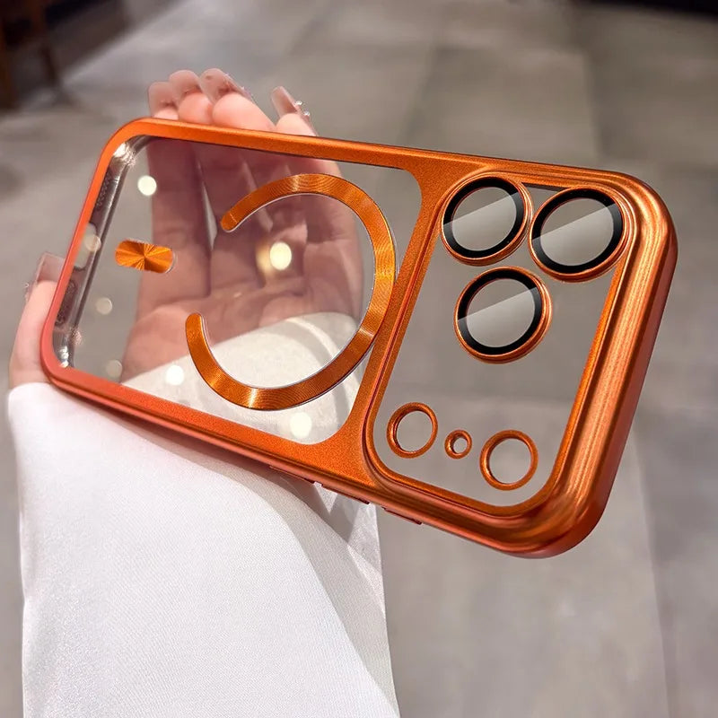 for iPhone17 Luxury Transparent Plating Magsafe Case for iPhone 17 Pro Max 17Pro Air Original Soft TPU Camera Protector Cover Car Mobile World