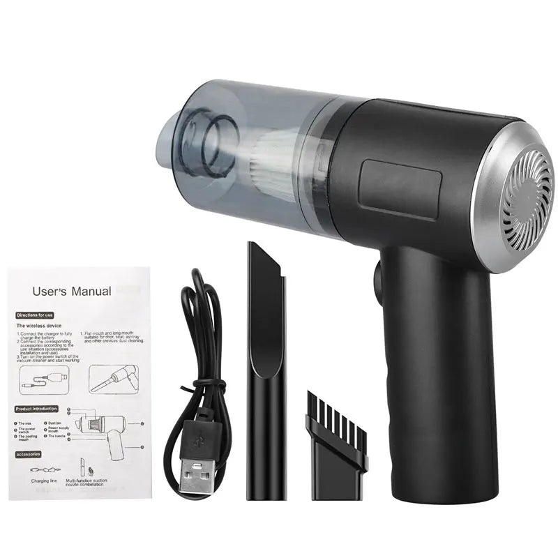 1PCS 2 In 1 Wireless Vacuum Cleaner Dual Use For Home And Car 120W High Power Powerful Vacuum Cleaner Black