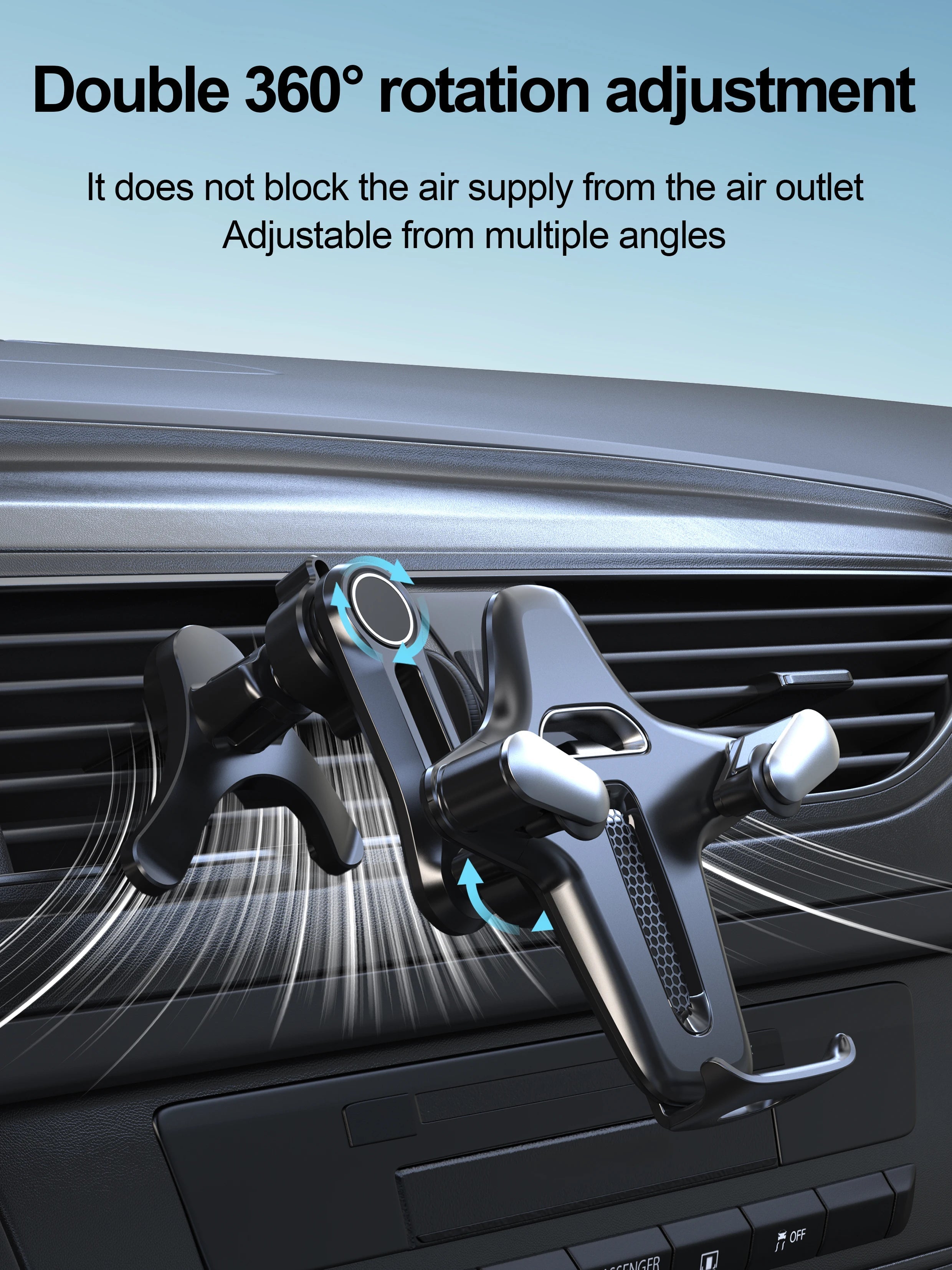 Car Vent Phone Mount, [Never Blocking Vent, Enjoy The Comfort of The A/C] Hands-Free Universal Extension Clip Air Phone Holder CM World