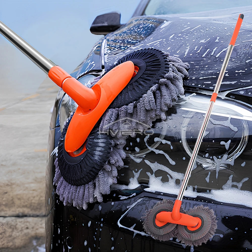 1X Car Cleaning Wash Multipurpose Kit Microfiber Brush Mop Sponge Wipe Auto Home Tools Universal Clean Accessories Yellow Gray CM World