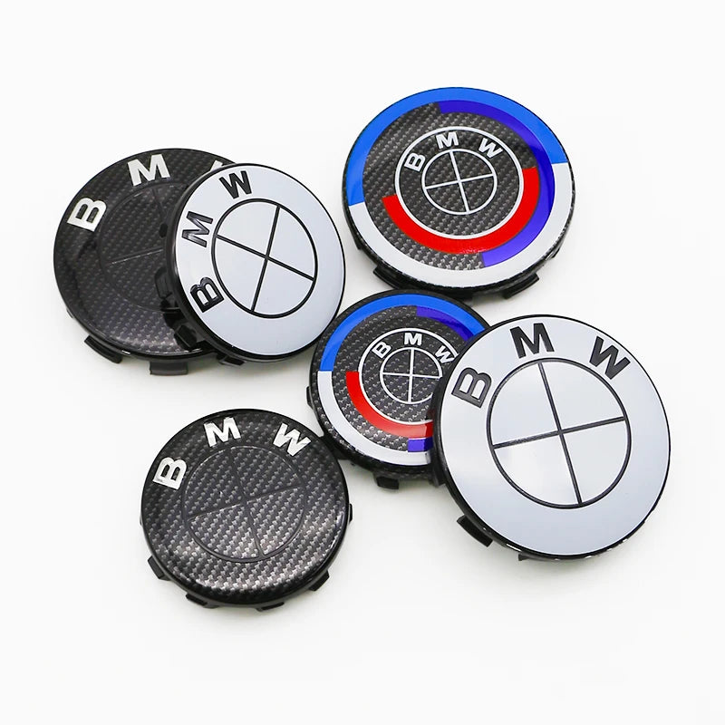 4Pcs 56mm 68mm Wheel Center Caps for BMW 50th Anniversary M Power Carbon Fiber Hubcap Emblem Badge E46 E90 F10 F30 G20 X5