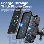 Vyvylabs Car Phone Holder 15W Wireless Charger Auto Clamping 360° Rotating Air Vent Mount for Foldable Phones Tablet Accessories