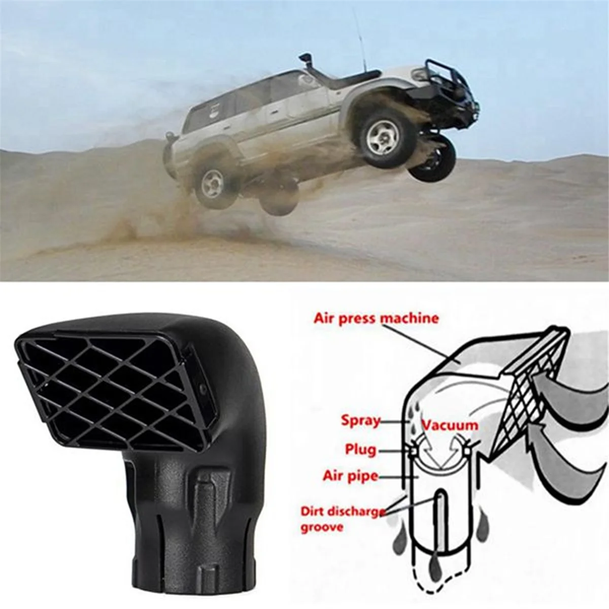 3.0inches Car Universal Snorkel Inlet Head Air Intake Pipe Wading Throat for Off-Road Mud