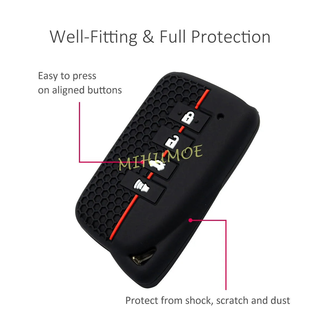 For Lexus 4 Buttons Silicone Car Remote Key Fob Case Cover Chain Shell Holder RX350 RC300 IS300 ES350 ES300h NX300h NX200t LX570 CM World