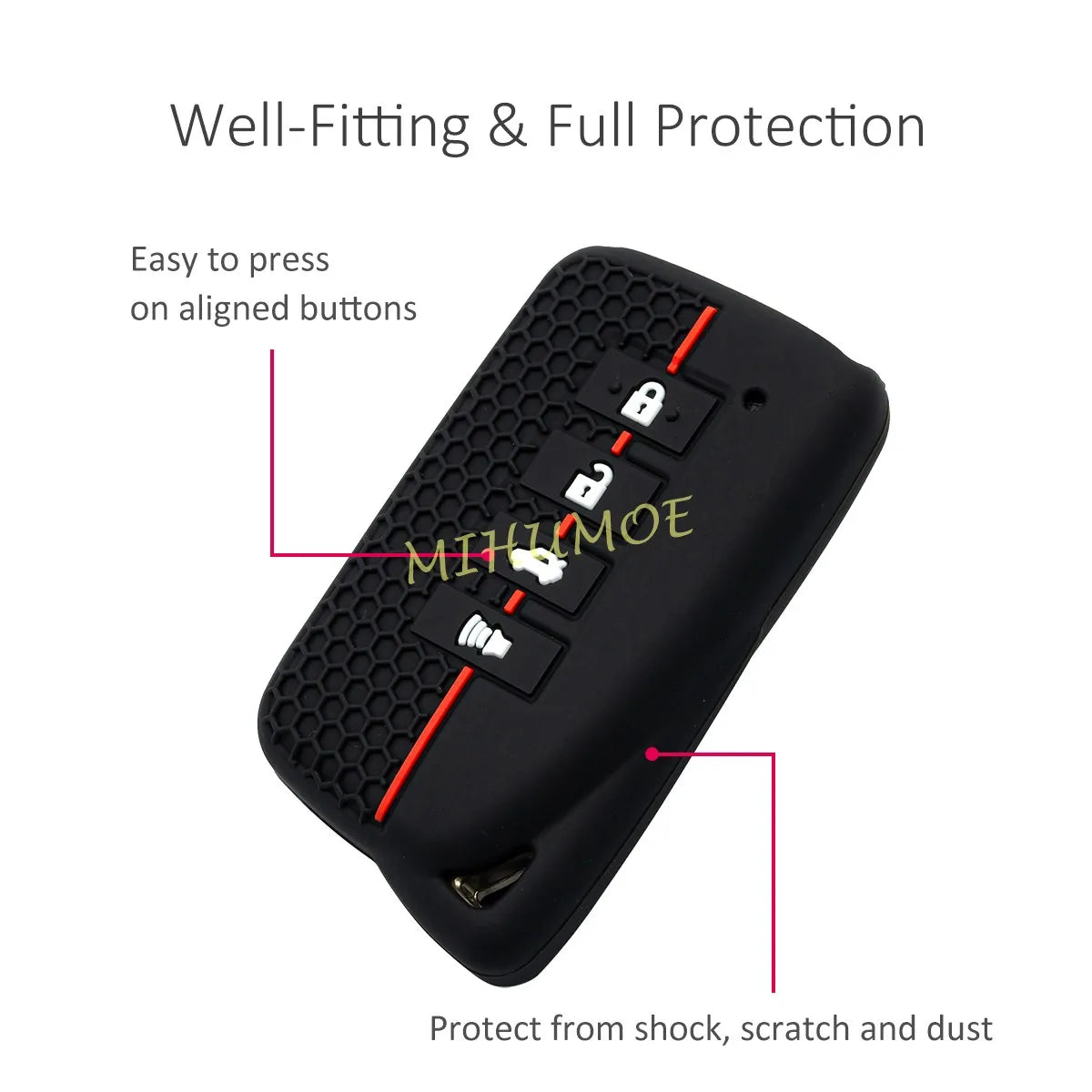 For Lexus 4 Buttons Silicone Car Remote Key Fob Case Cover Chain Shell Holder RX350 RC300 IS300 ES350 ES300h NX300h NX200t LX570 CM World