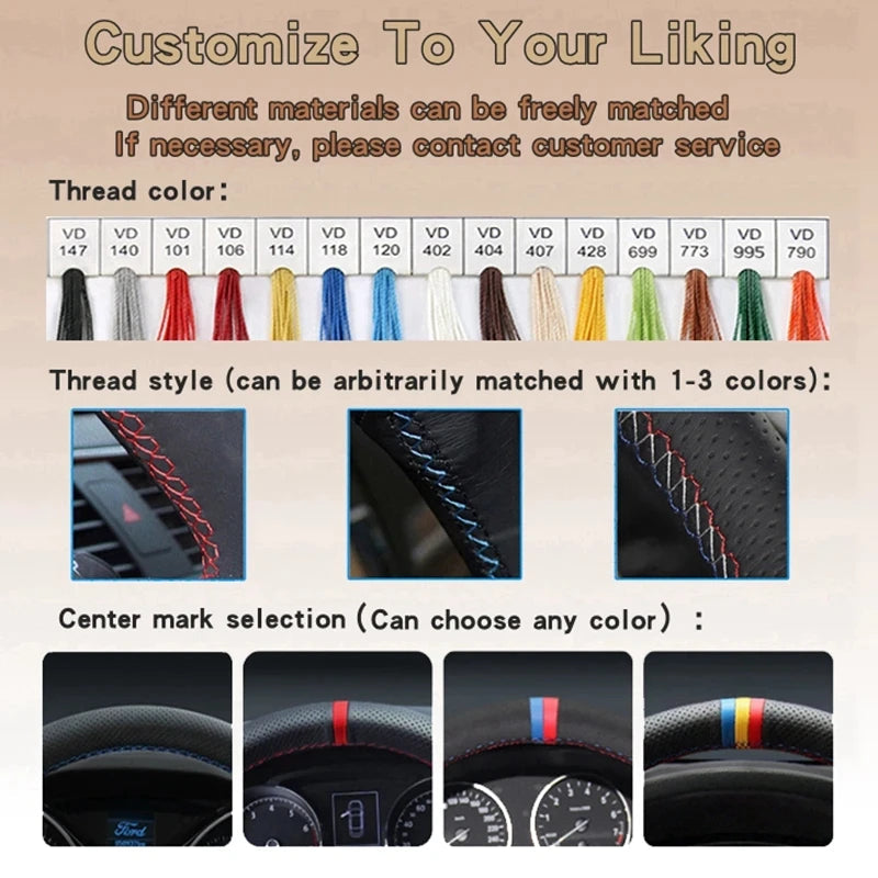 Custom Car Steering Wheel Cover Soft Suede M Sport M3 E90 E91 E92 E93 E87 E81 E82 E88 X1 Steering Wrap Braid Cover For BMW E84 CM World