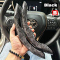 2PCS Universal Round Car Steering Wheel Cover Winter Fur Warm Carbon Fiber Leather Anti-slip Protective Case luxury Accessories CM World