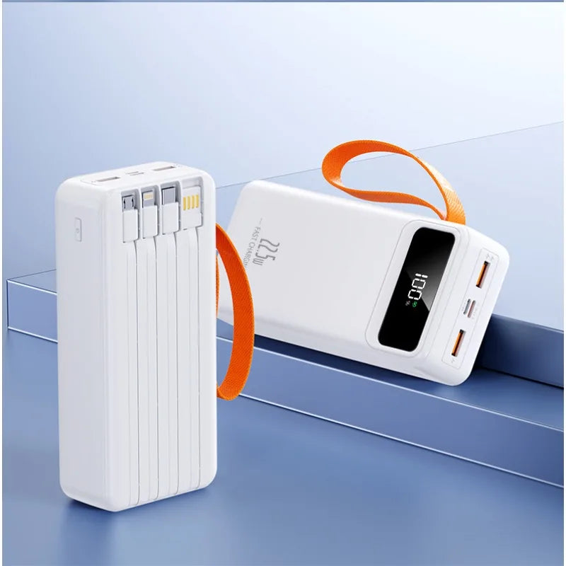 50000mAh Built-in Cable 22.5W Super Fast Charge Digital Display Power Bank Portable Charger Car Mobile World