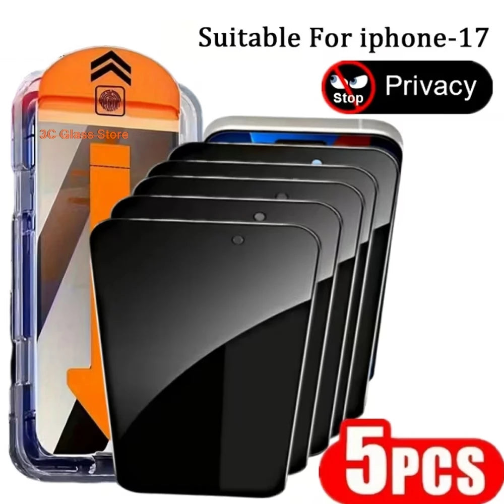 2-5PCS Privacy Screen Protectors For iPhone 17 16 Pro Max Air 15 14 Plus 13 12 16e 11 X XR XS 18 Pro Tempered Glass Easy Install