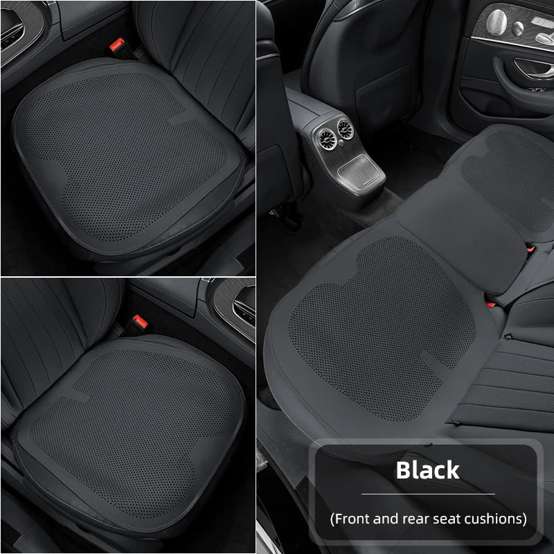 Four-Season Universal Car Seat Cushion Pu Leather Protective Pad Perforated Breathable Integrated Half-Cover Front and Rear Seat Cover Car Interior Accessories Black Red Mocha Brown Orange CM World