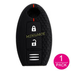 For Nissan Car Key Fob Case Cover Chain Ring X-Trail Qashqai Kicks Murano Note Micra 370Z Juke Leaf Silicone Black 2 Buttons CM World