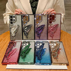 Jewelled Glitter Bling Butterfly Stand Holder Case For Samsung S25 Edge S24 S23 S26 Ultra S22 Plus A73 A54 A16 Shockproof Cover