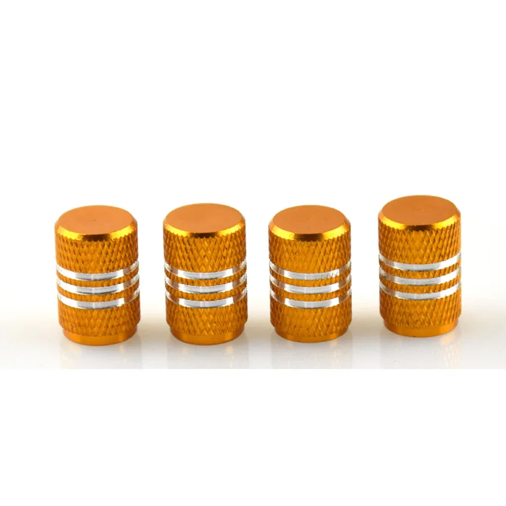 4PCS Car Tire Valve Stems Cap Knurling Style Tire Valve Cap Aluminum Tire Wheel Stem Air Valve Cap Universal Car Accessories CM World