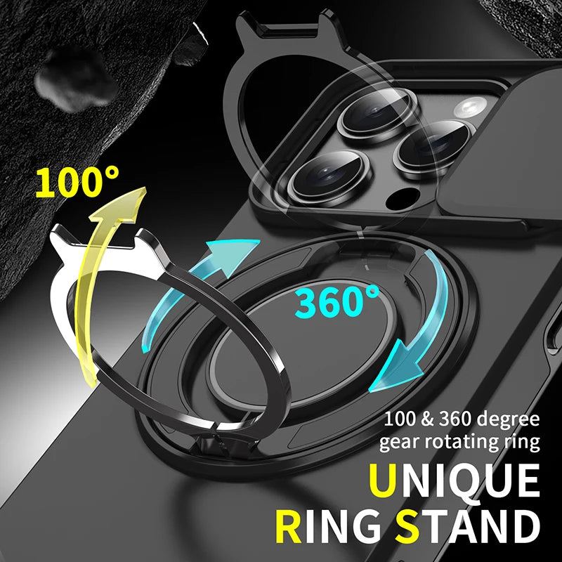 360°Rotating Hidden Metal Ring Car Holder Soft TPU+Hard PC Bumper Phone Case For IPhone 15 Pro Max 13 12 11 14 16 Pro Max Plus Car Mobile World