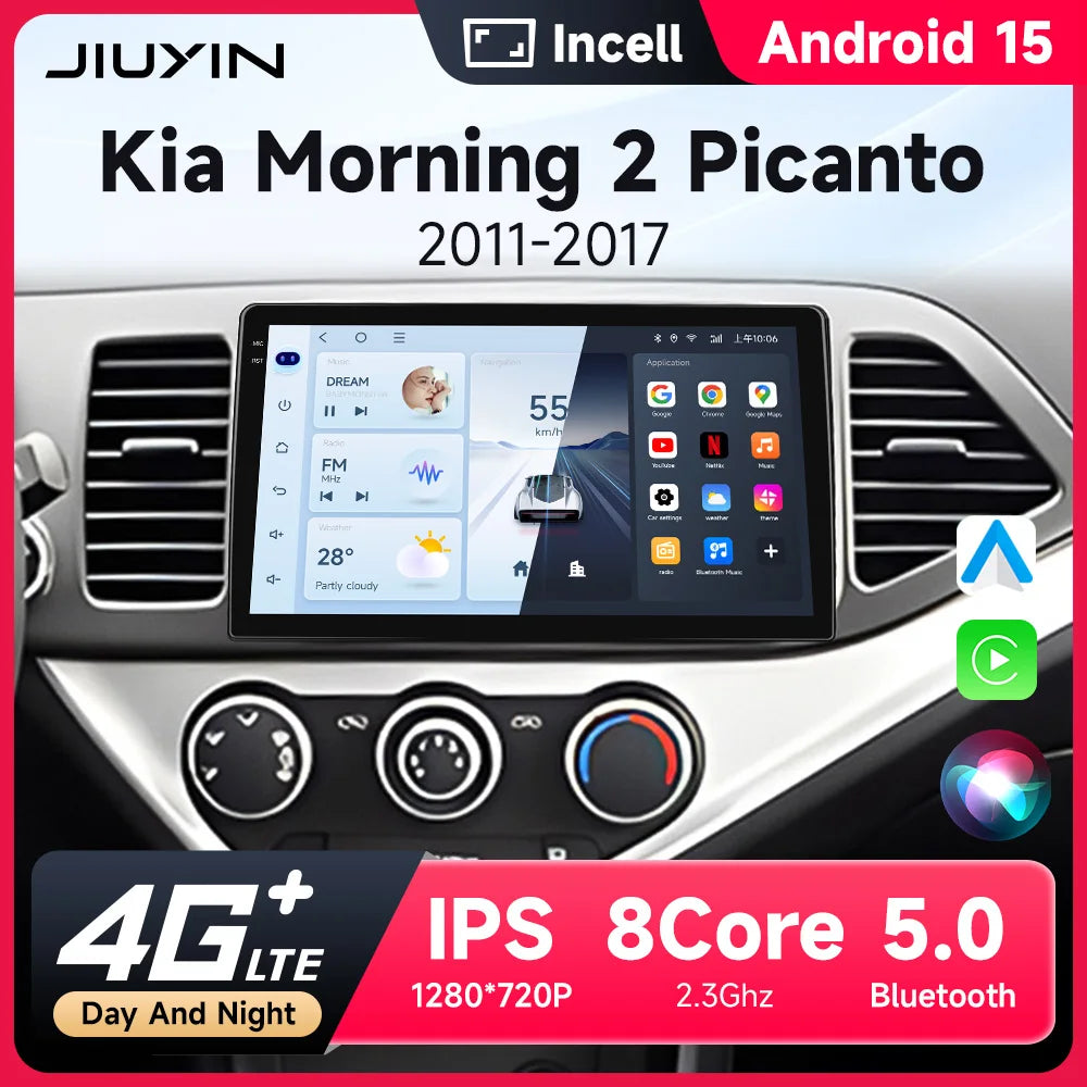 JIUYIN Android 15 Carplay Car Radio Multimidia Video Player For KIA PICANTO Morning  2011-2016 Navigation GPS IPS Head Unit CM World