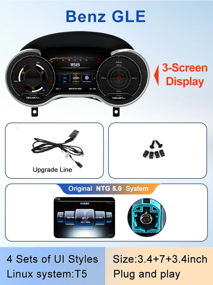 STWEI 2024 New Lcd Digital Dashboard Cluster Digital Speedometer For Mercedes Benz A Class W176 GLA CLA  C117 GLC W205 W212 W207 CM World