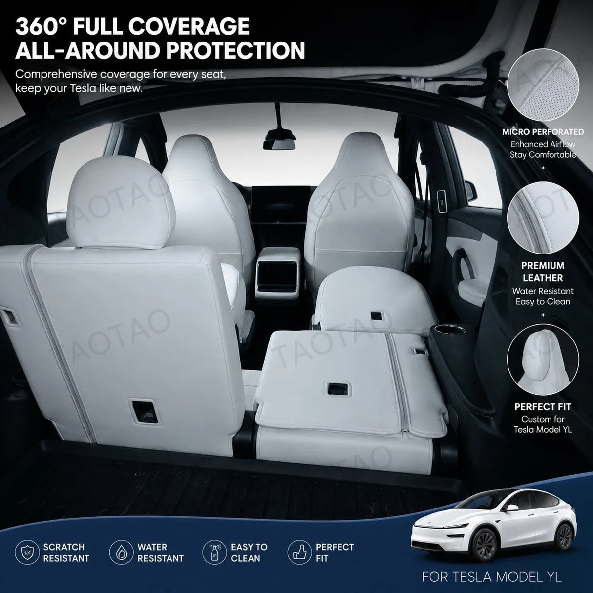 For New Model Y L / Y Juniper 2025 2026 Car Seat Cover Nappa Leather & 8 Grade Anti Fouling Wholesale Price Interior Accessories