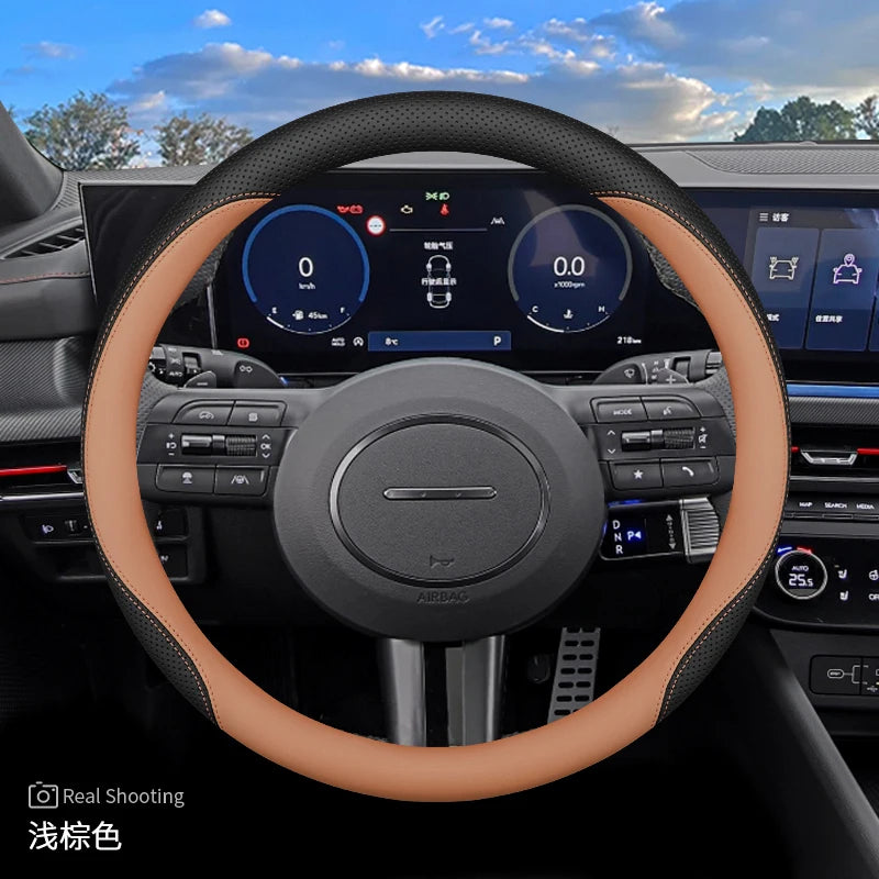 Leather Car Steering Wheel Cover for Hyundai Tucson 4 L Sonata 2024 2025 2026 Accessories