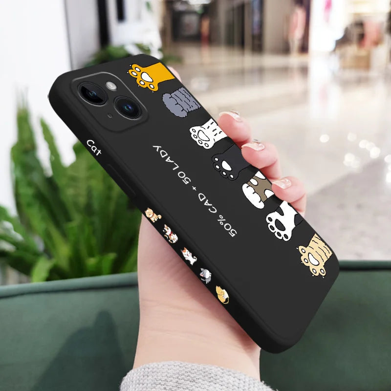 Cat Litter Phone Case For iPhone 17 17 Air 16 16e 15 14 13 12 11 Plus Pro Max Mini X XR XS Plus Liquid Silicone Cover Car Mobile World