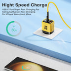 35W GaN Charger LED Display USB Charger for IPhone 14 Pro Samsung Xiaomi IPad Pro PD 3.0 QC 3.0 Quick Charger USB C Fast Charge Car Mobile World