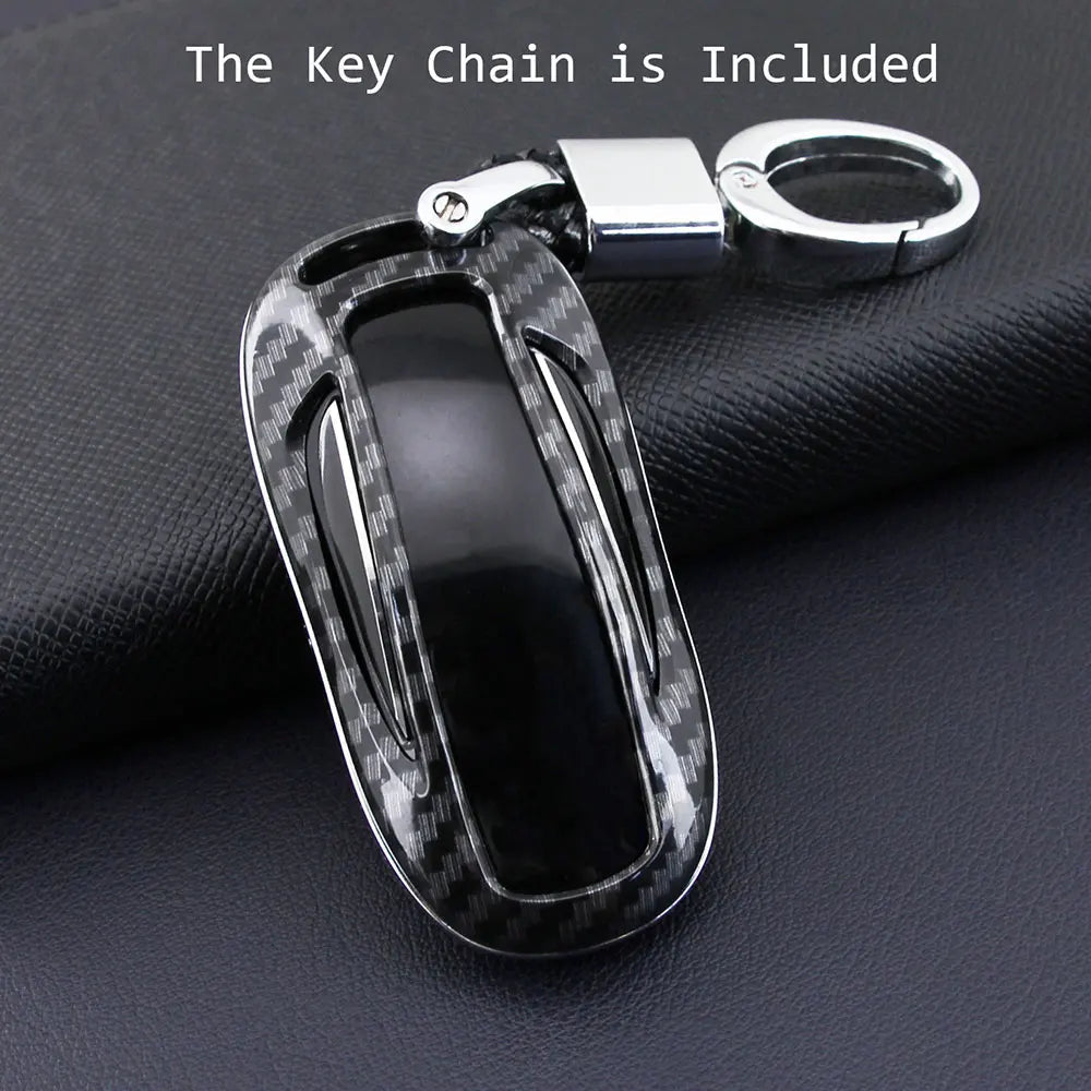For Tesla Model X S Carbon Fiber Keychain Shell Car Remote Key Case Fob Cover 1PC CM World