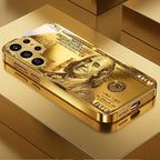 Golden Dollar Bill Fashion Exquisite HD Glass Phone Case for Samsung Galaxy S26 S25 S24 S23 S22 FE,Ultra,Plus Dropresistant Car Mobile World