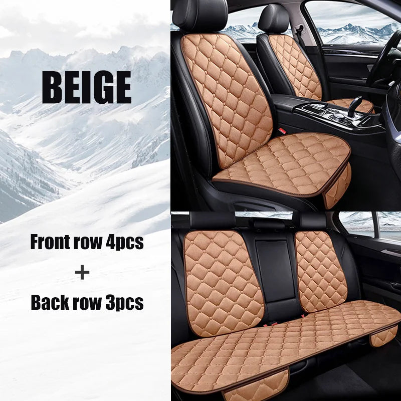 7PCS Set Warm Plush Car Seat Cushion Cover Backrest Front Rear Seat Protector Case Wear-resistant Universal Auto Accessories