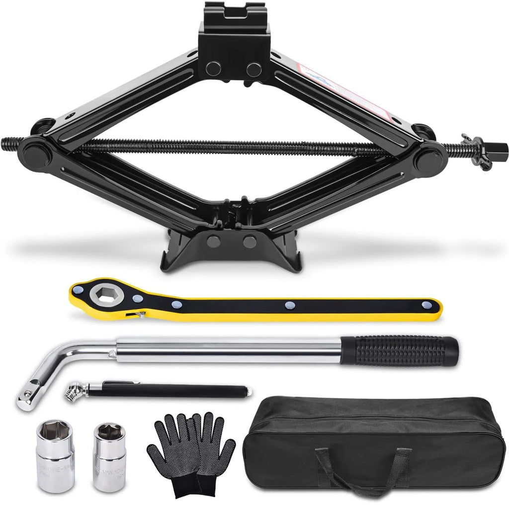 2.5 Ton Car Jack Kit Scissor Jack 5511 lbs Tire Jack Tool Universal Car Emergency Kit with Lug Wrench Tire Changing for Car SUV CM World