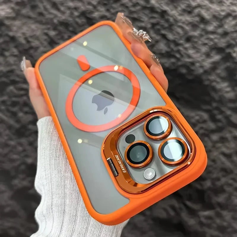 Luxury Magnetic Shockproof Phone Case For iPhone 17 Pro Max 16 15 14 13 12 11 17Air For Magsafe Stand Lens Protector Glass Cover Car Mobile World